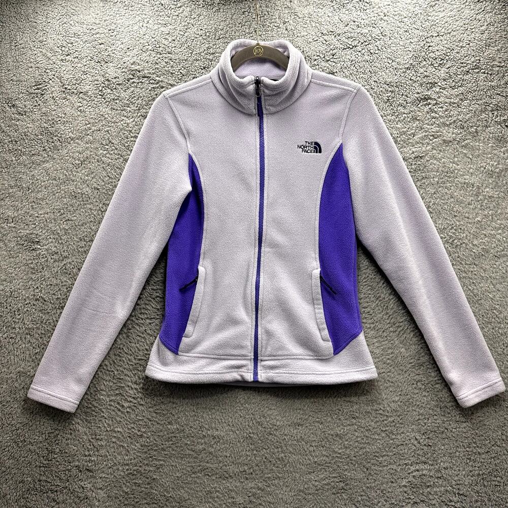 The North Face Women's XS Purple Two Tone Fleece Full Zip Jacket Mock Neck Warm
